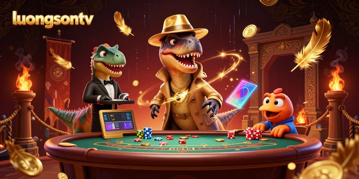 Experience thrilling gameplay at luongsontv with a cartoon velociraptor at a blackjack table.