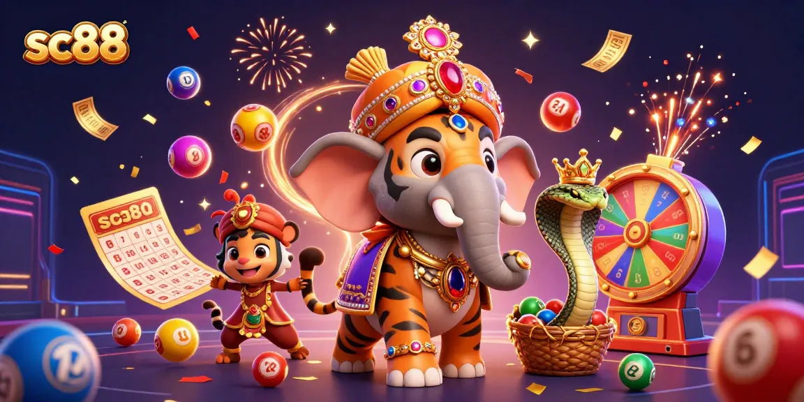 Experience thrilling gaming at sc88 with a vibrant scene of a maharaja tiger and dynamic lottery elements