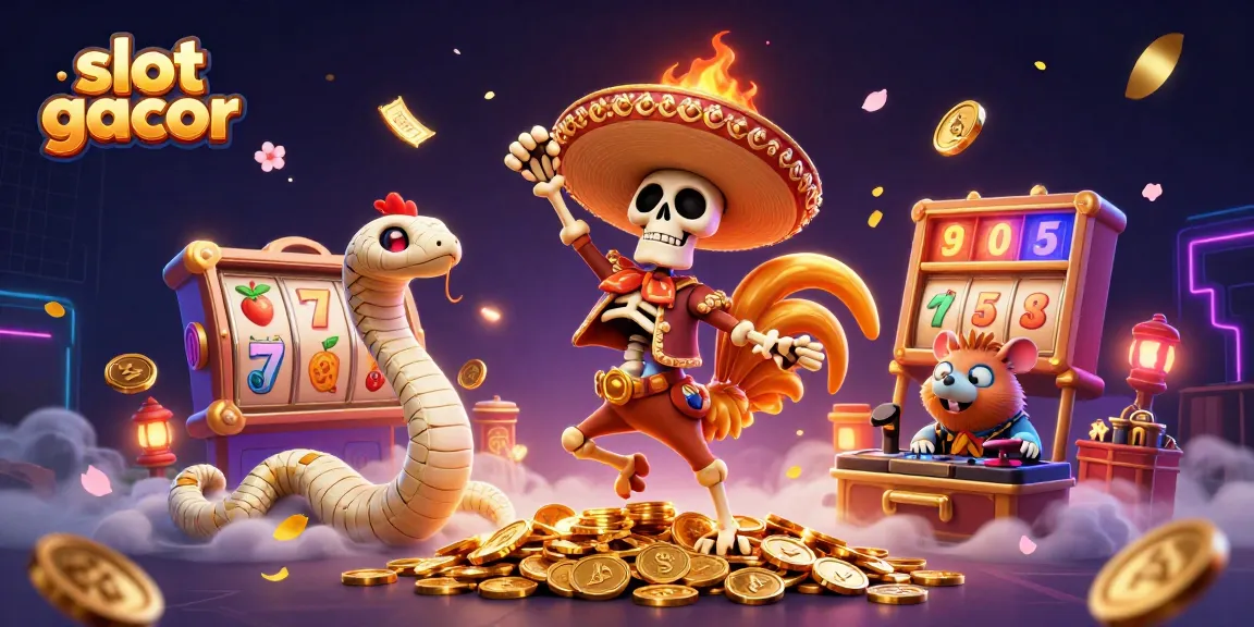 Engage with slot gacor through colorful spins and golden wins in this vibrant casino scene.