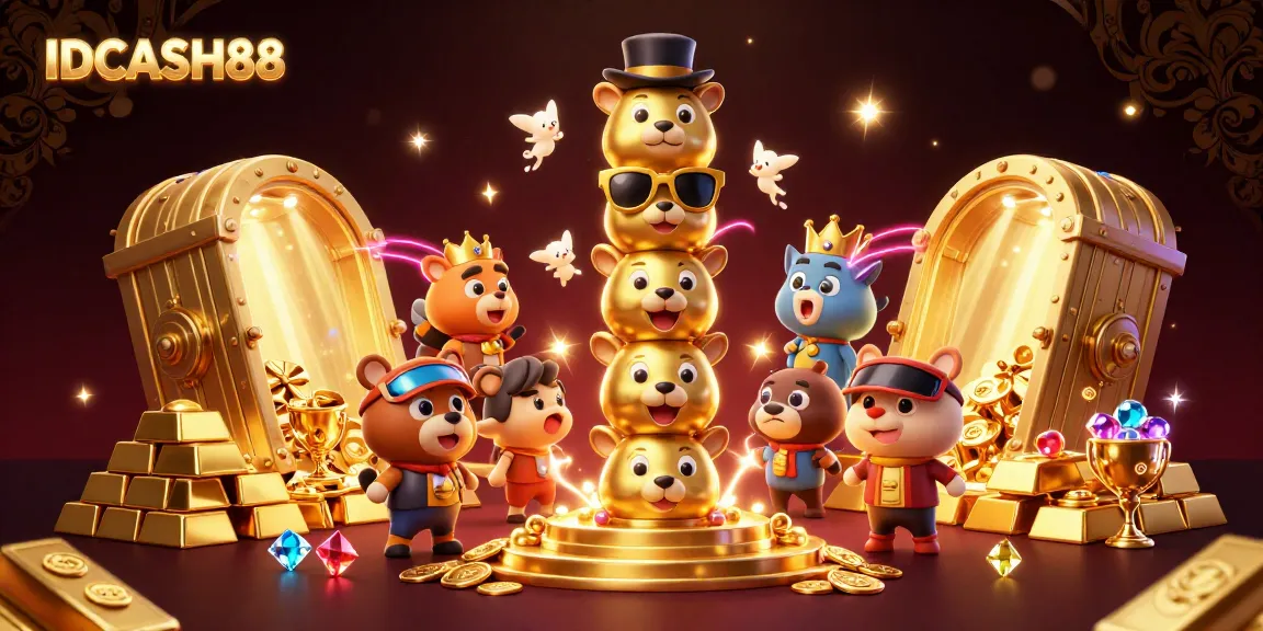 Spin the reels of excitement with IDCASH88 featuring a dynamic casino totem and treasures.