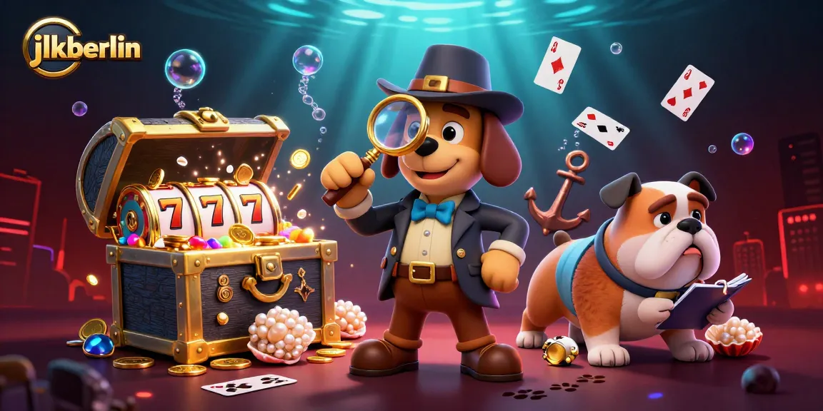 Engage with jlkberlin's vibrant casino adventure featuring a detective uncovering golden poker clues.
