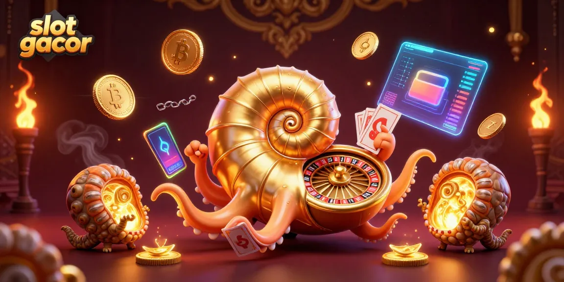 Menangkan slot gacor dengan desain menarik dan elemen digital canggih yang mengelilingi nautilus raksasa.