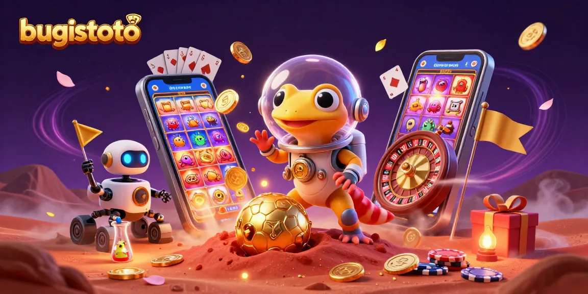 bugistoto memainkan slot dengan sarana 3D, gecko Mars dan robot, merayakan kasino emas yang terl buried